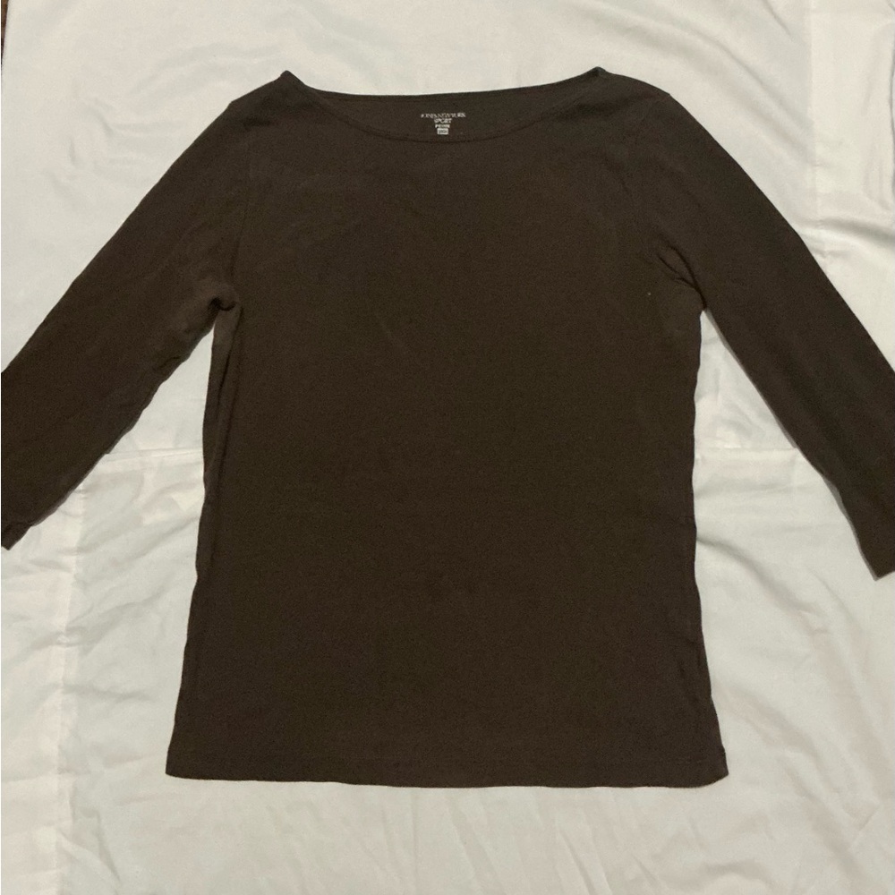Jones New York Women's Dark Brown Long Sleeve Tee